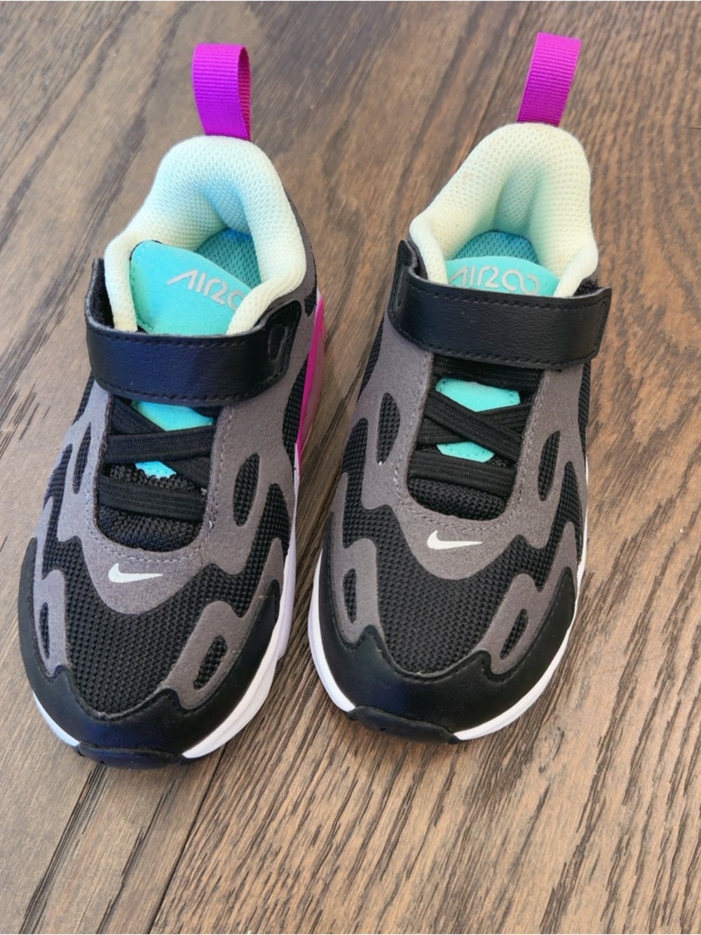 Nike Air Max 200 TD Toddler Baby Shoes Black Grey Pink Green AT5629-004 Size 8C